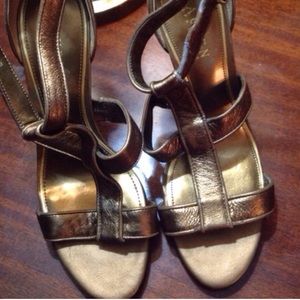 Ralph Lauren Gold Bronze T -Straps